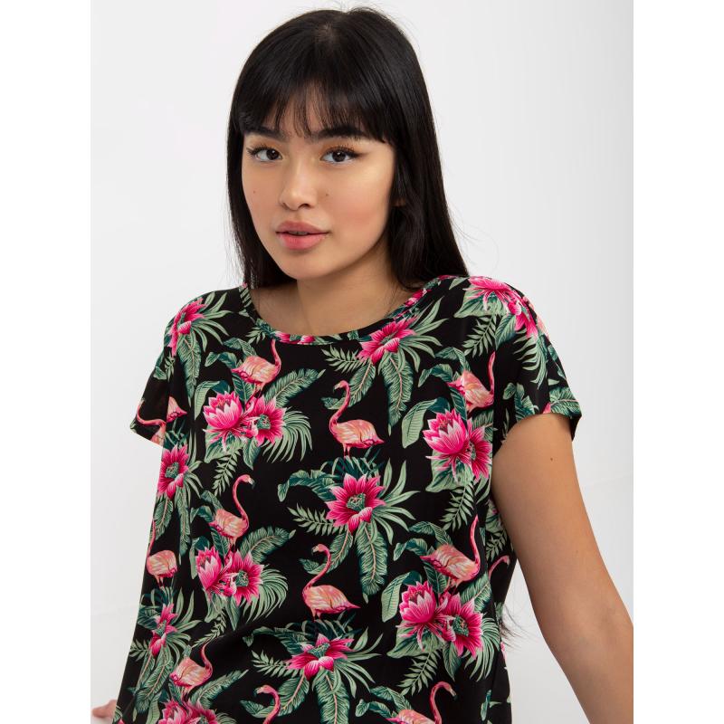 Dámská halenka s potiskem a krátkým rukávem SUBLEVEL černá