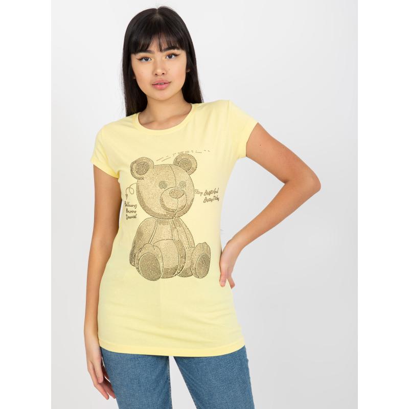 Dámske tričko s aplikáciou medvedíka MIRANDA žlté