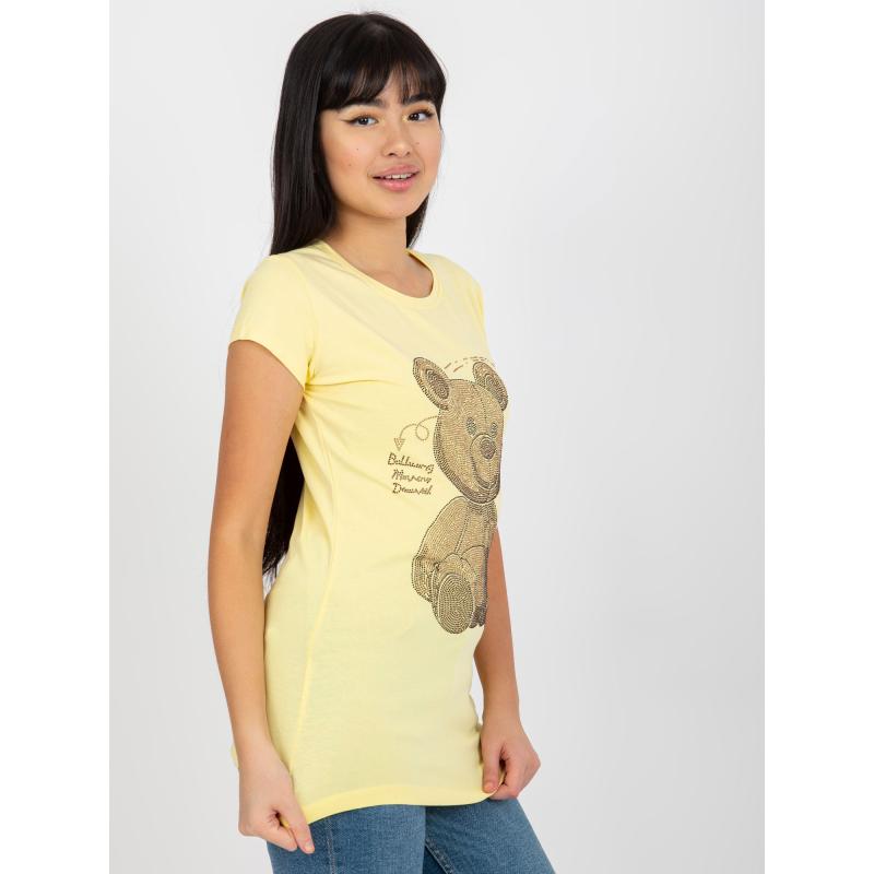 Dámské tričko s aplikací medvídka MIRANDA žluté