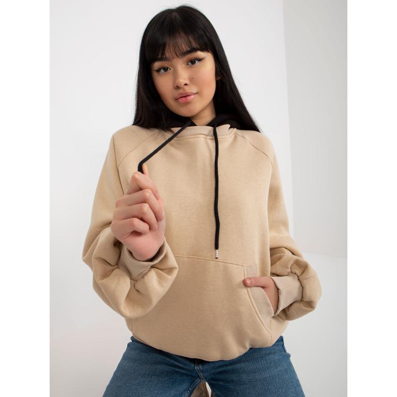 Dámská mikina s kapucí TEFFA béžovo-černá