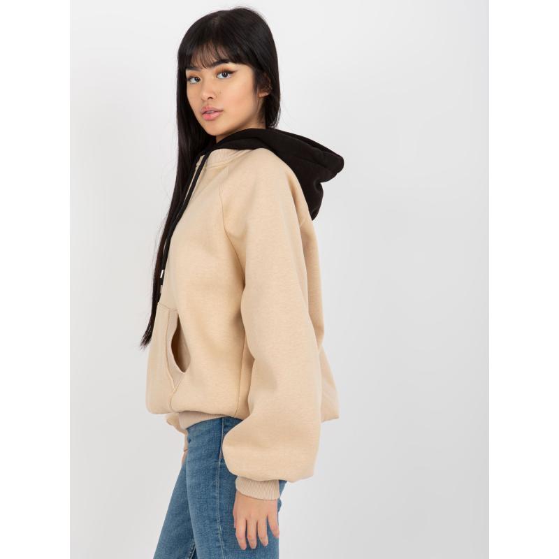 Dámská mikina s kapucí TEFFA béžovo-černá