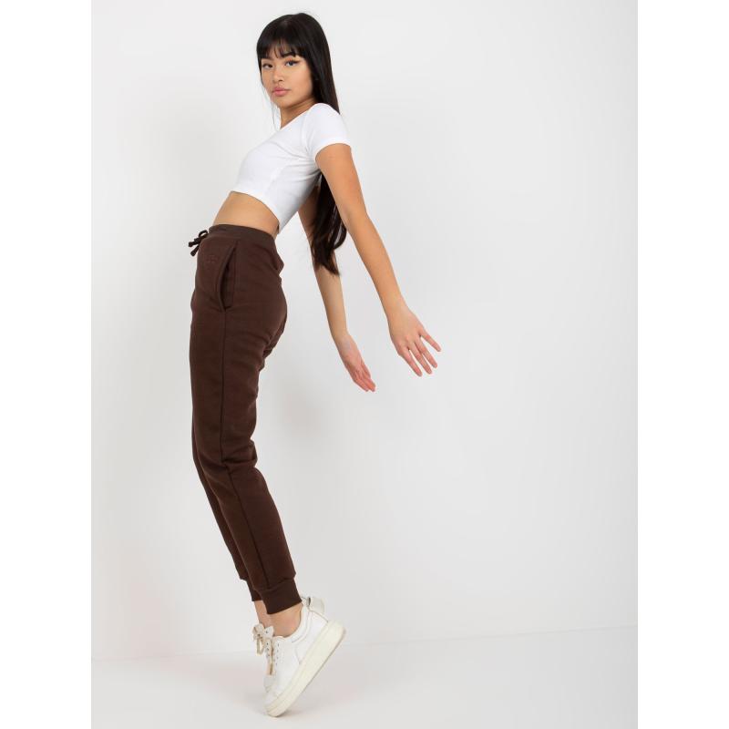 Dámske tepláky s vreckami MAYFLIES tmavo hnedé