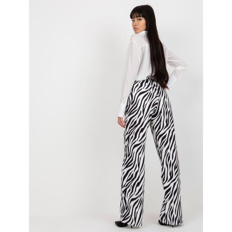 Női széles szárú nadrág CORINE fekete-fehér