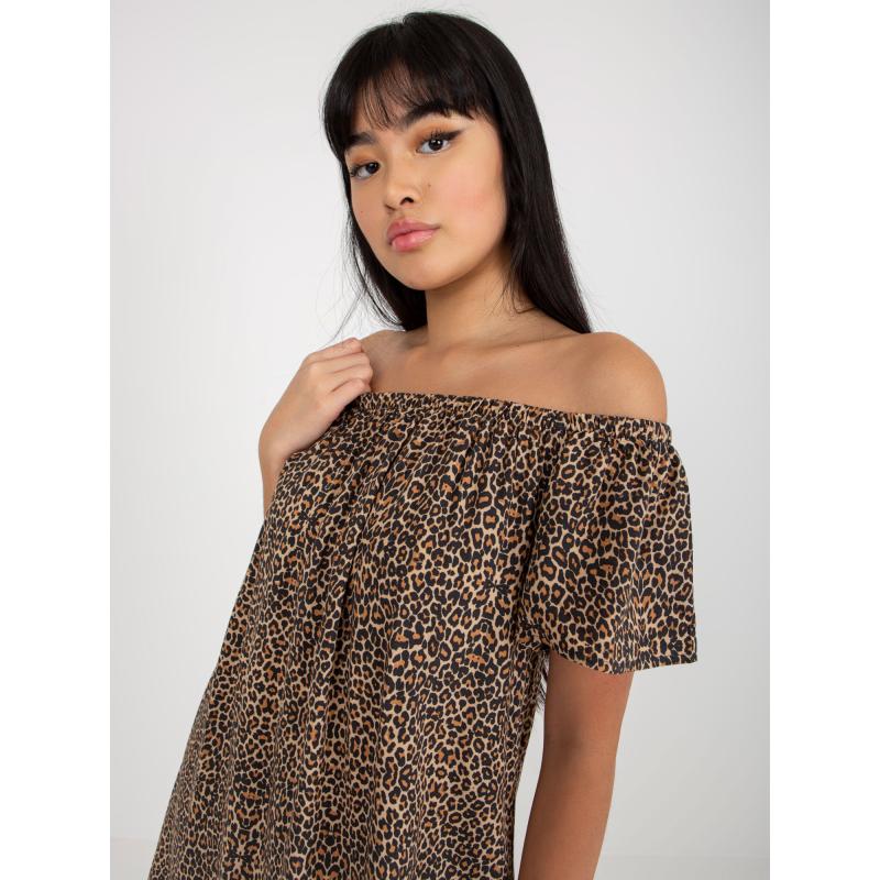 Dámské šaty se zvířecím vzorem FRESH MADE hnědé 