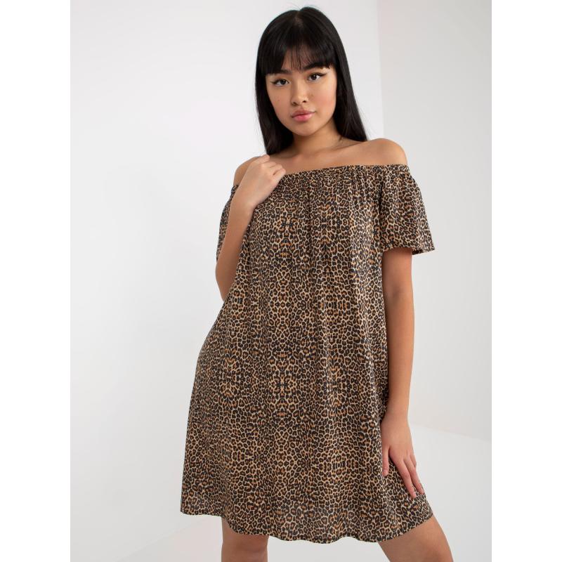 Dámské šaty se zvířecím vzorem FRESH MADE hnědé 