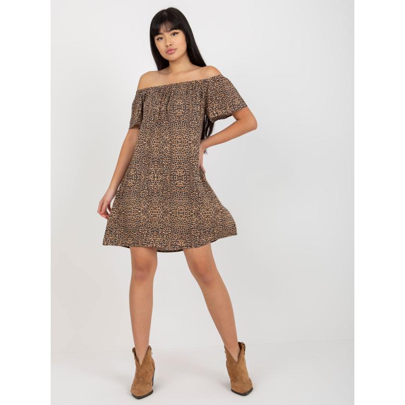Dámské šaty se zvířecím vzorem FRESH MADE hnědé 