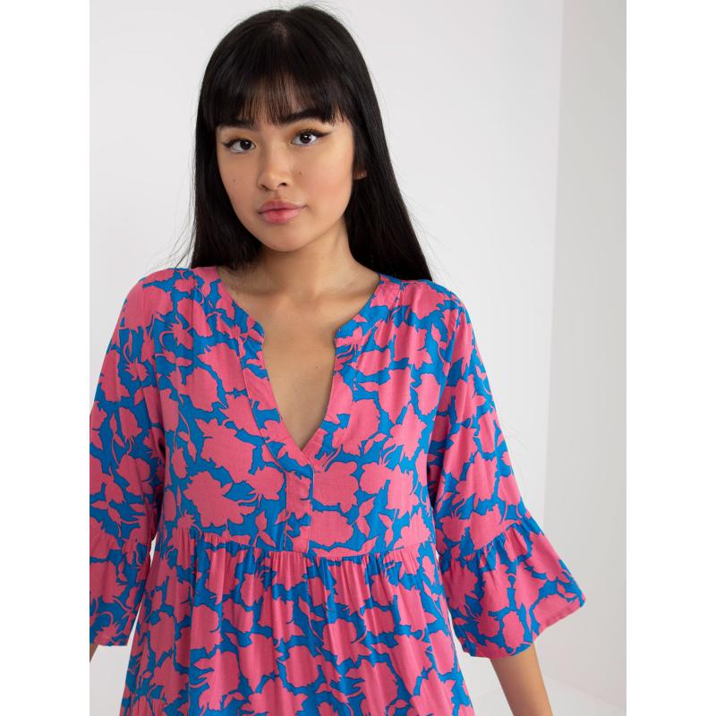 Dámské šaty s potiskem oversize SUBLEVEL tyrkysově růžové