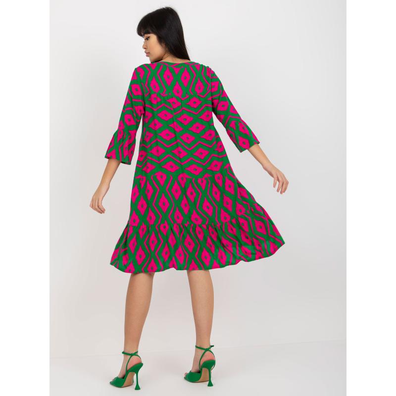 Dámske šaty s potlačou a volánom SUBLEVEL zelené