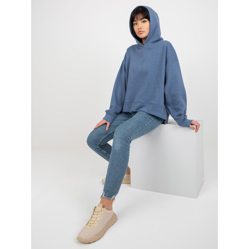Dámska mikina s kapucňou a rázporkami MAYFLIES tmavo modrá