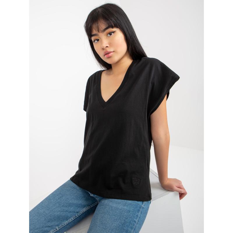 Női V-nyakú póló MAYFLIES fekete