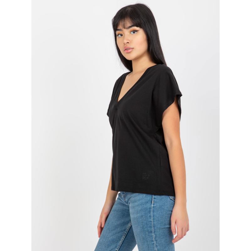 Női V-nyakú póló MAYFLIES fekete