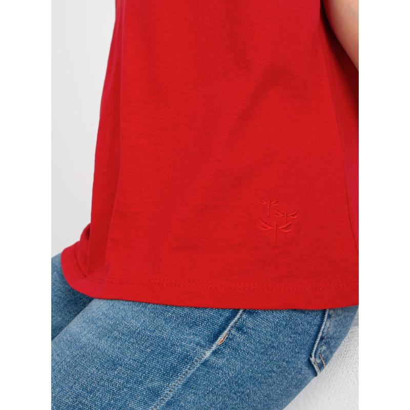 Női V-nyakú póló MAYFLIES sötétvörös