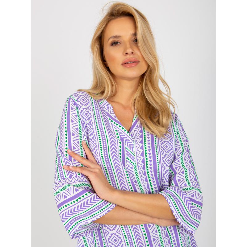 Női 3/4 ujjú nyomtatott blúz SUBLEVEL lila