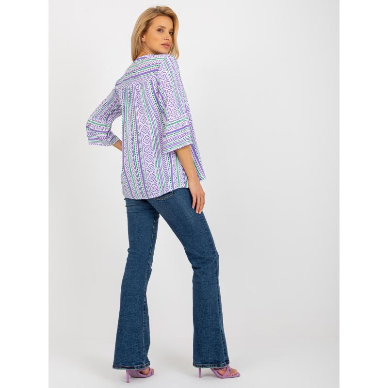 Női 3/4 ujjú nyomtatott blúz SUBLEVEL lila