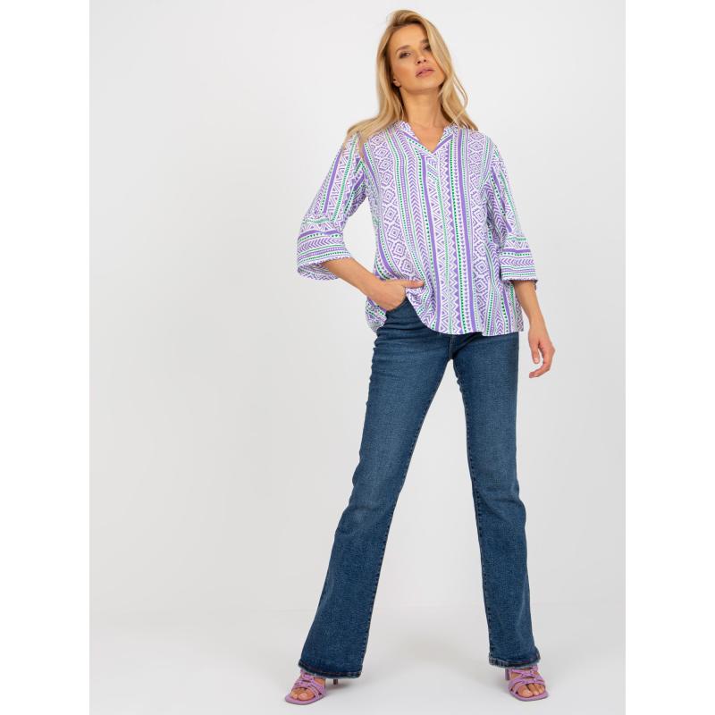 Női 3/4 ujjú nyomtatott blúz SUBLEVEL lila