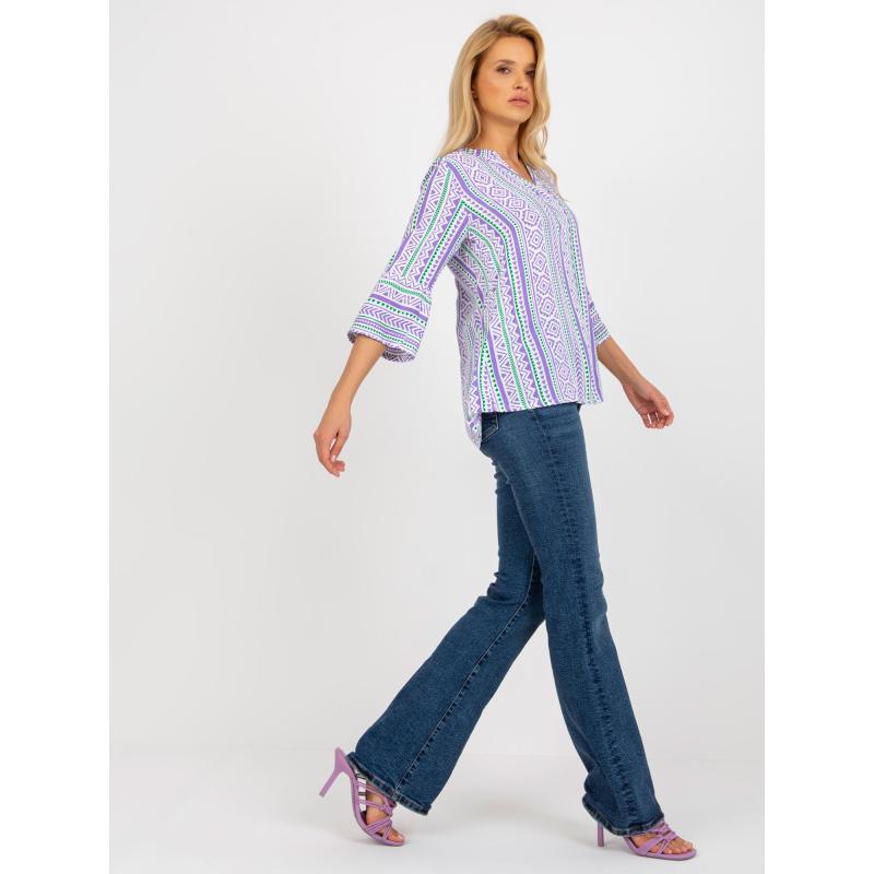 Női 3/4 ujjú nyomtatott blúz SUBLEVEL lila