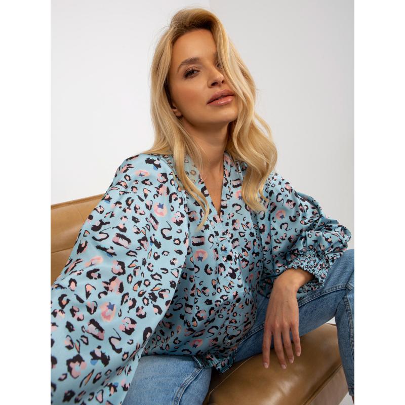 Női leopárd mintás ing HELLEN kék-fekete