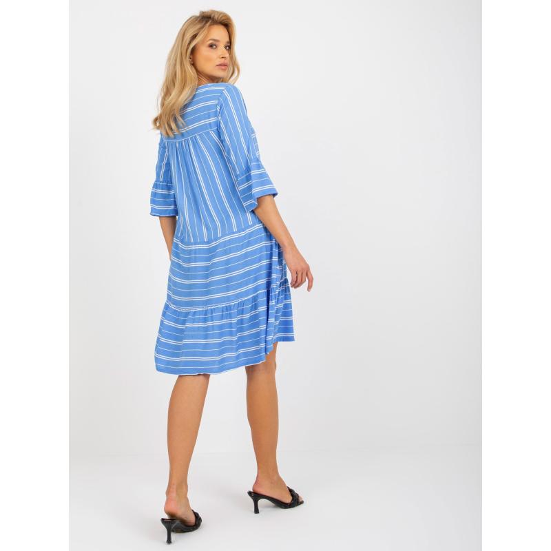 Dámské šaty z viskózy pruhované SUBLEVEL modré 