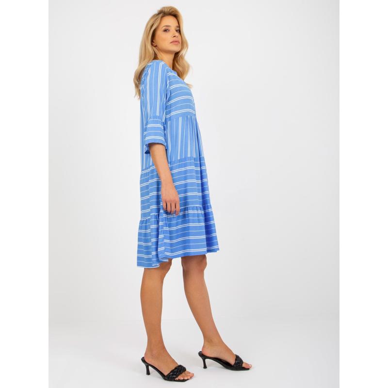 Dámské šaty z viskózy pruhované SUBLEVEL modré 