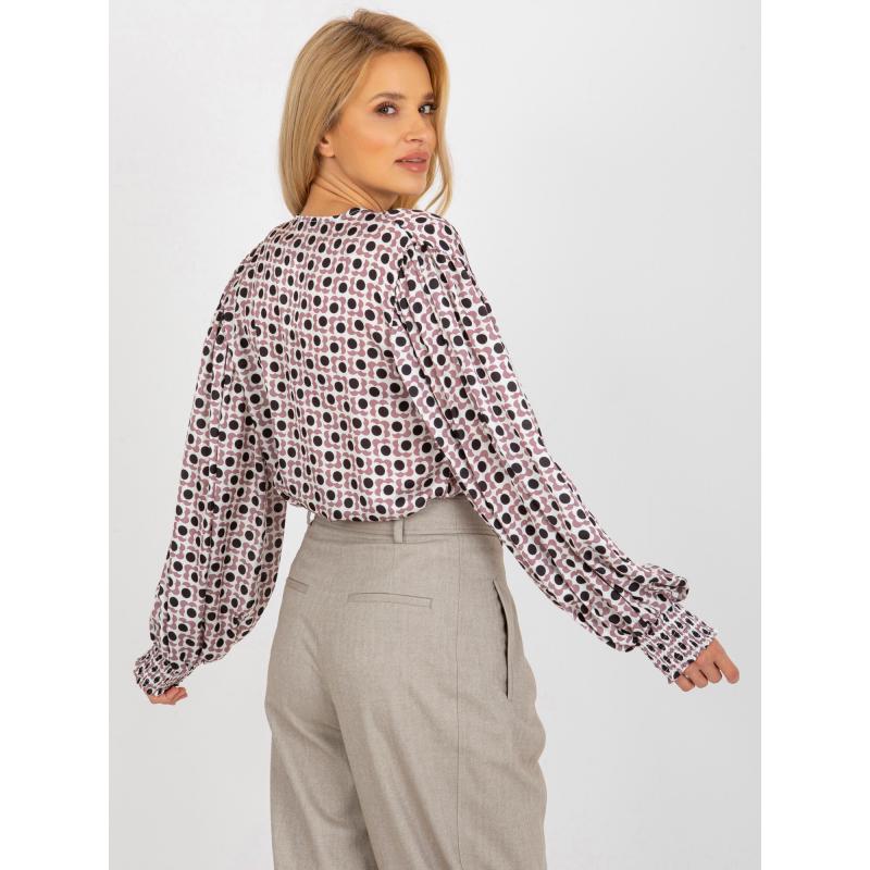 Dámska košeľa s potlačou a širokými rukávmi ADRIA ružová