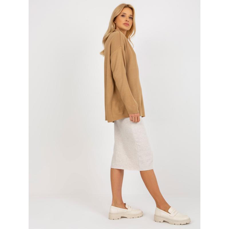 Női galléros pulóver RUE PARIS barna