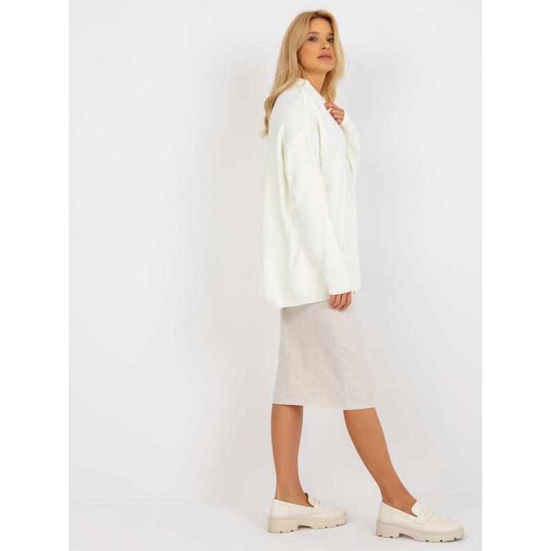 Női oversize galléros pulóver RUE PARIS ekrü színben
