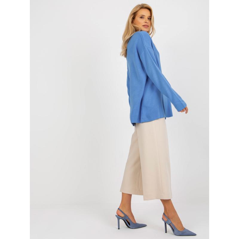 Női oversize galléros pulóver RUE PARIS kék
