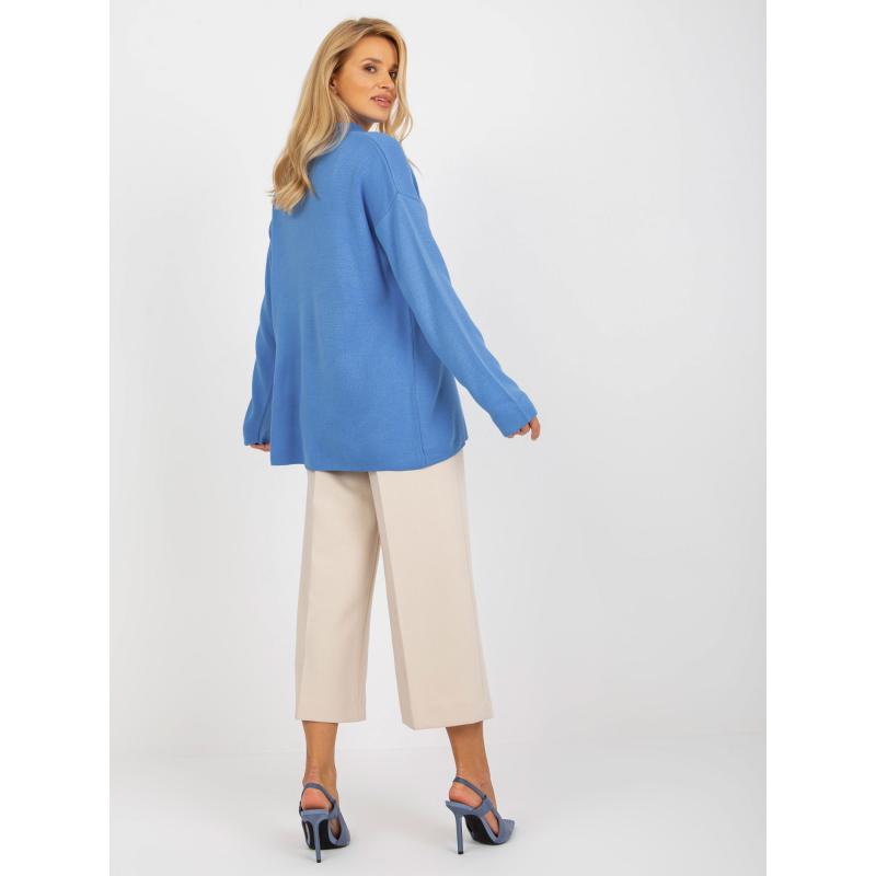 Női oversize galléros pulóver RUE PARIS kék