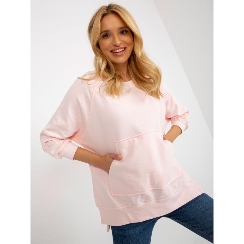 Női oversize kapucnis pulóver BASIC világos rózsaszínű