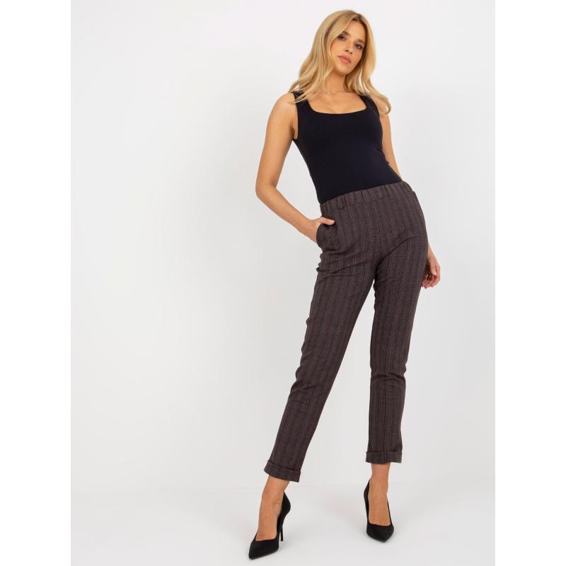 Dámské kalhoty s kapsami kostkované JUDITH tmavě šedé 