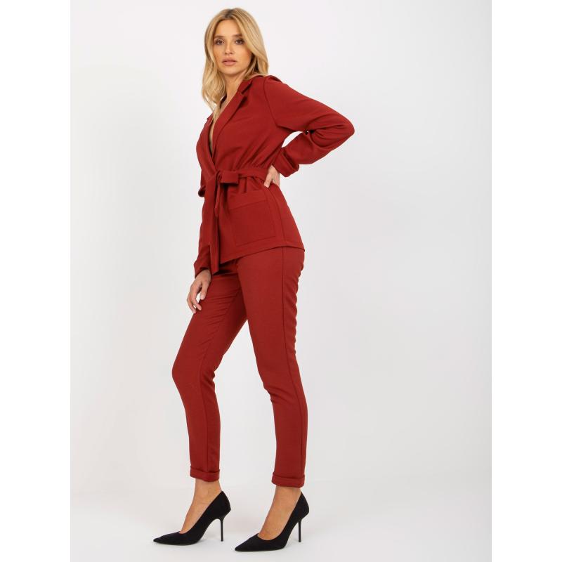 Dámské sako s kapsami a vázáním CARLA bordó 