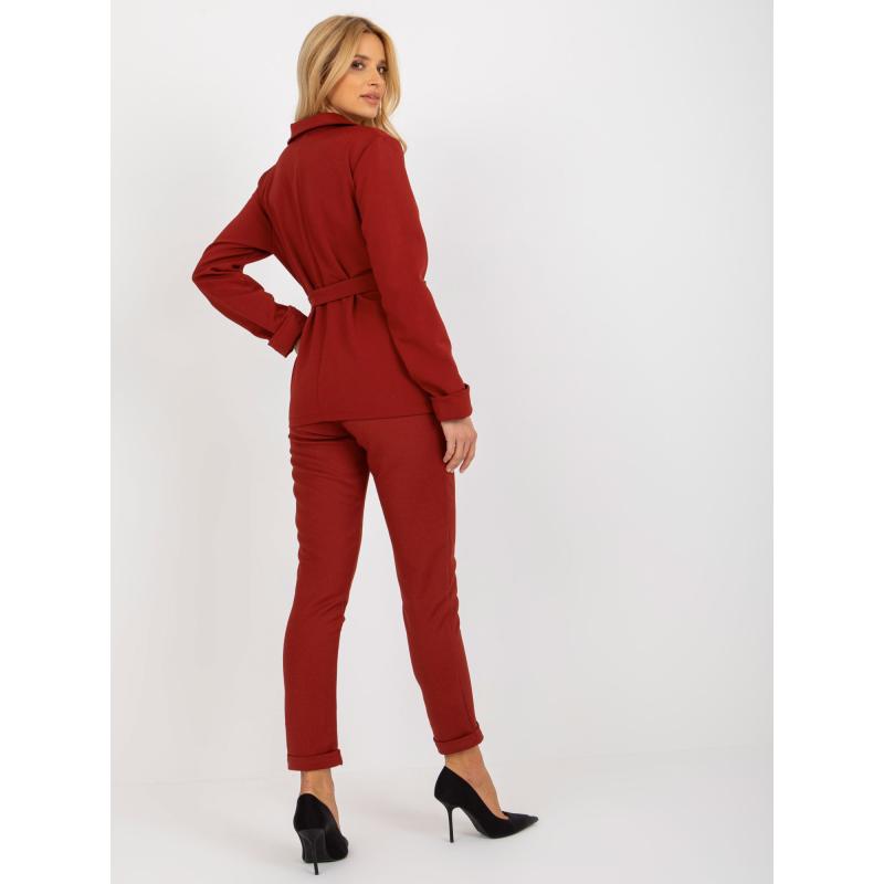Dámské sako s kapsami a vázáním CARLA bordó 