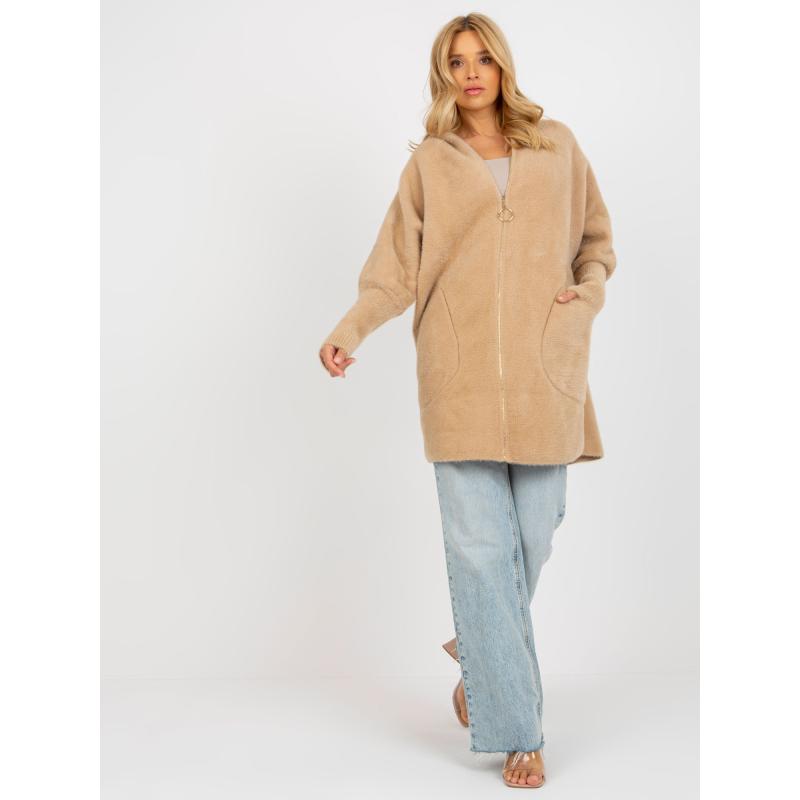 Női alpakka kabát zsebekkel LINA barna színben