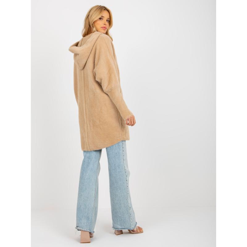 Női alpakka kabát zsebekkel LINA barna színben