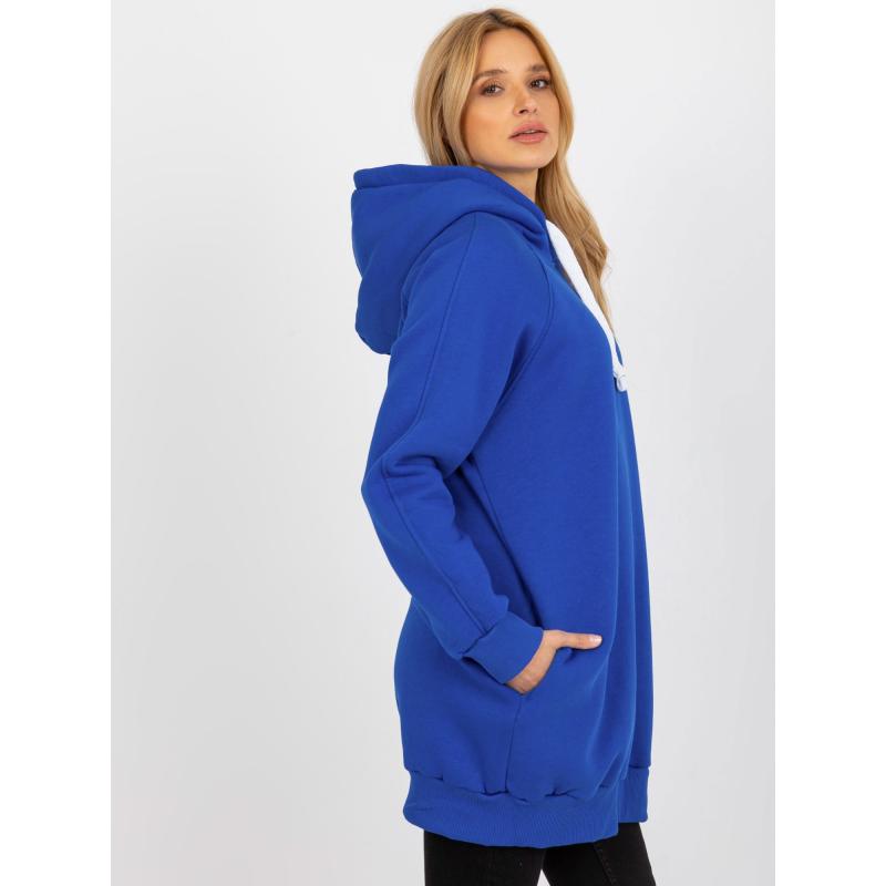 Női kapucnis pulóver ZION kobalt színű