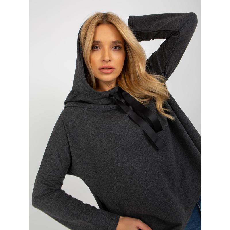 Dámská halenka s kapsami a kapucí HUT tmavě šedá 
