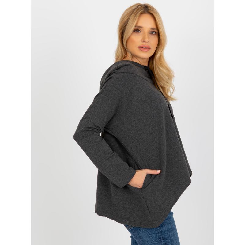 Dámská halenka s kapsami a kapucí HUT tmavě šedá 