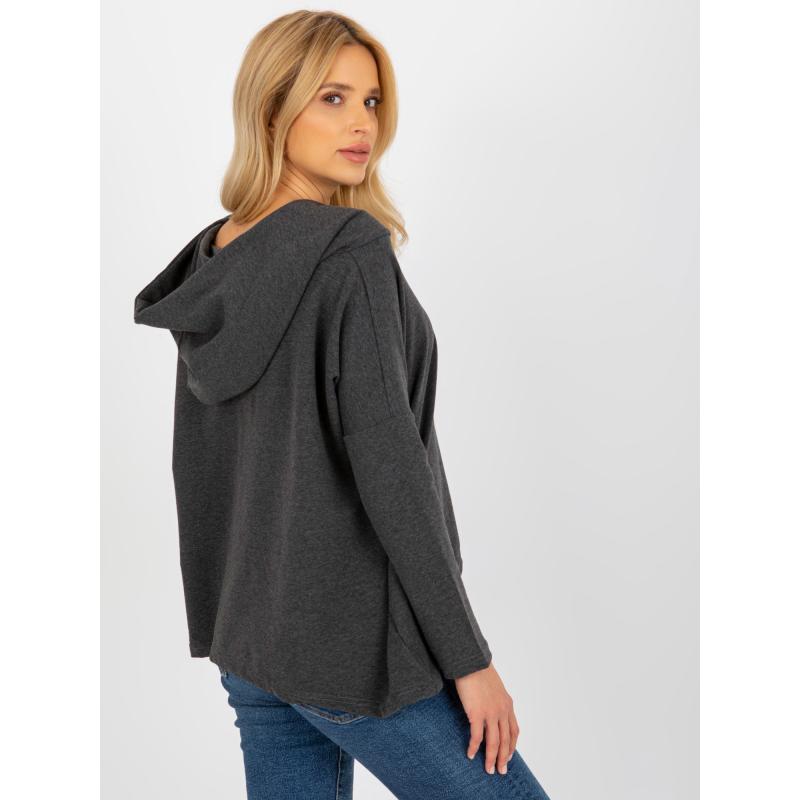 Dámská halenka s kapsami a kapucí HUT tmavě šedá 