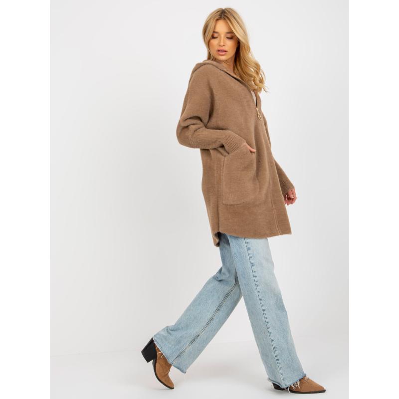 Dámský kabát ze směsi vlny a alpaky IVY světle hnědý 