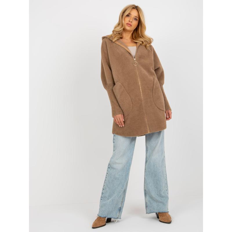 Dámský kabát ze směsi vlny a alpaky IVY světle hnědý 