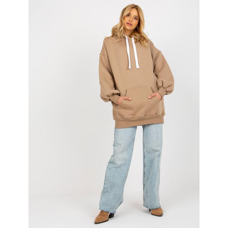 Dámská mikina oversize s kapucí ADELINE tmavě béžová  