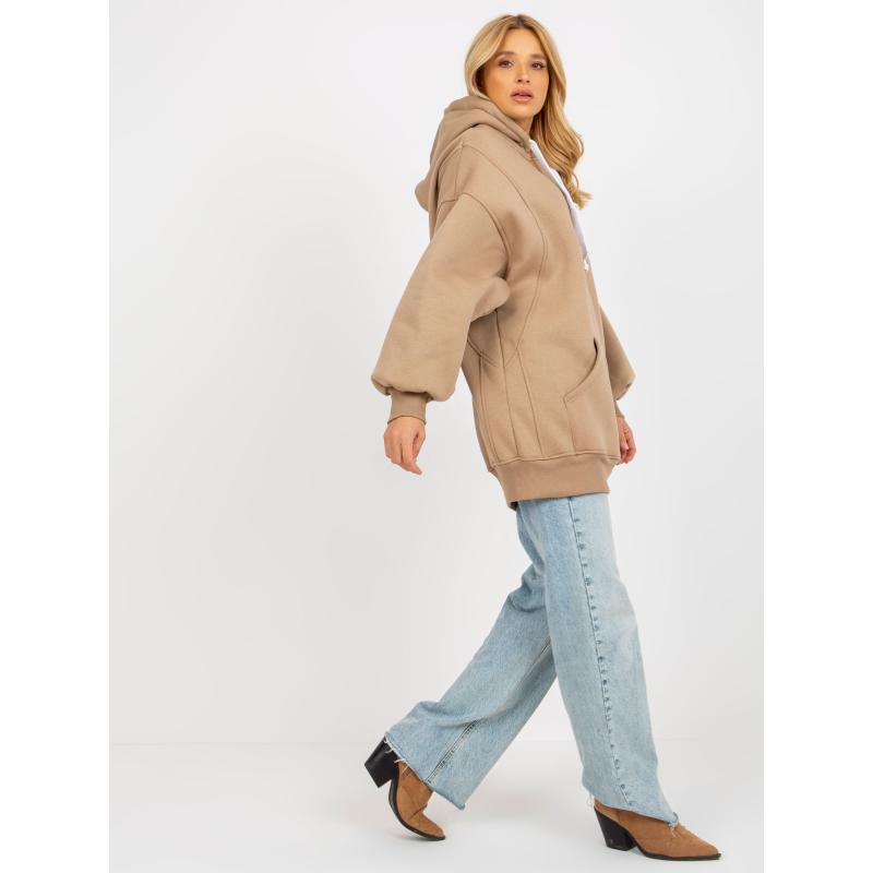 Dámská mikina oversize s kapucí ADELINE tmavě béžová  