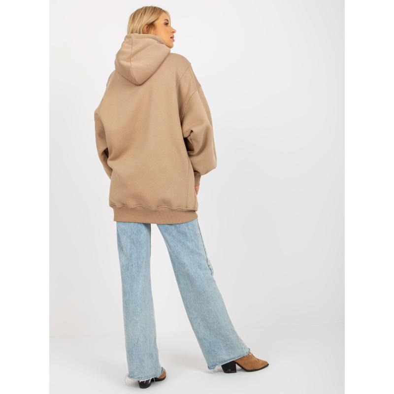Dámská mikina oversize s kapucí ADELINE tmavě béžová  