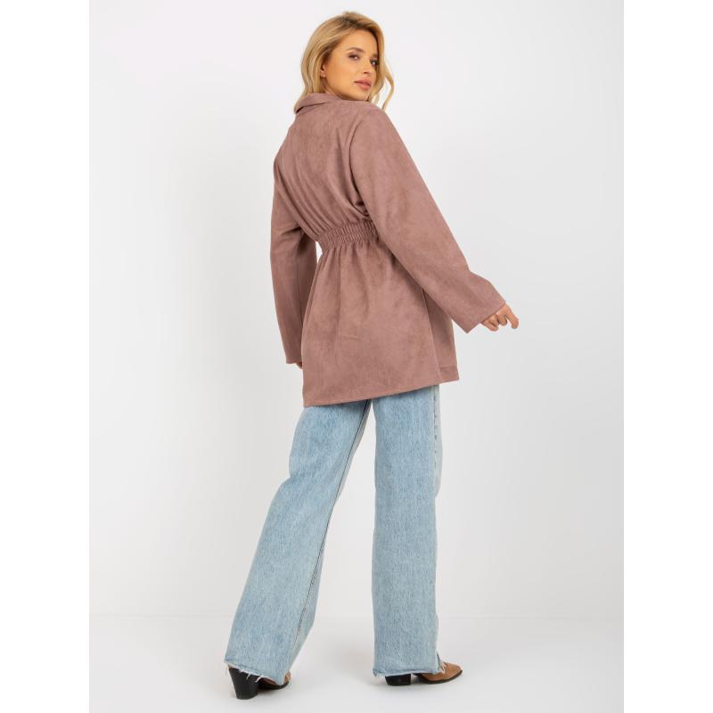 Dámský kabát s elastickým pasem JAYCE růžový 