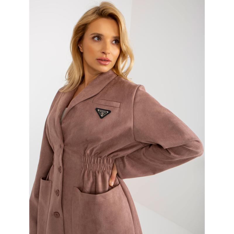 Dámský kabát s elastickým pasem JAYCE růžový 