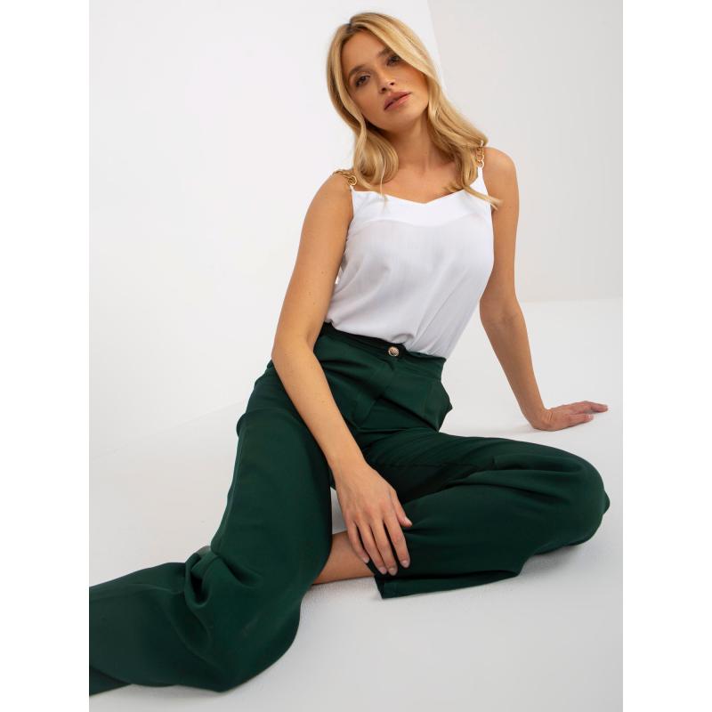 Női zsebes nadrág ADELYN sötétzöld