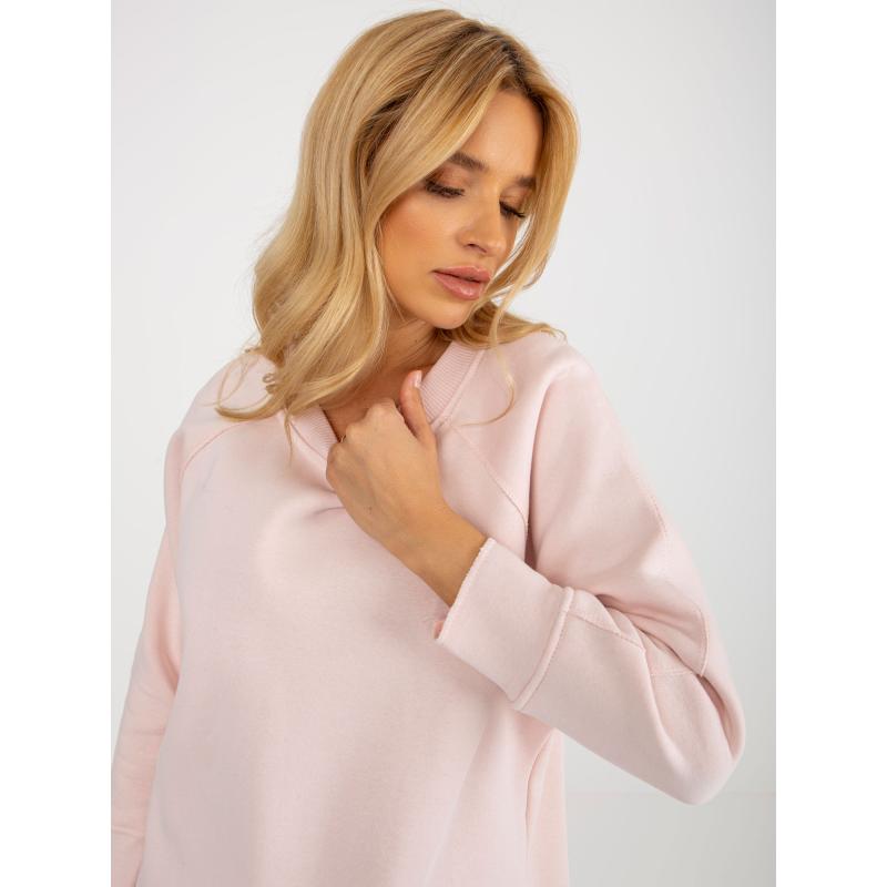 Női kerek nyakú pulóver LIKA világos rózsaszínű