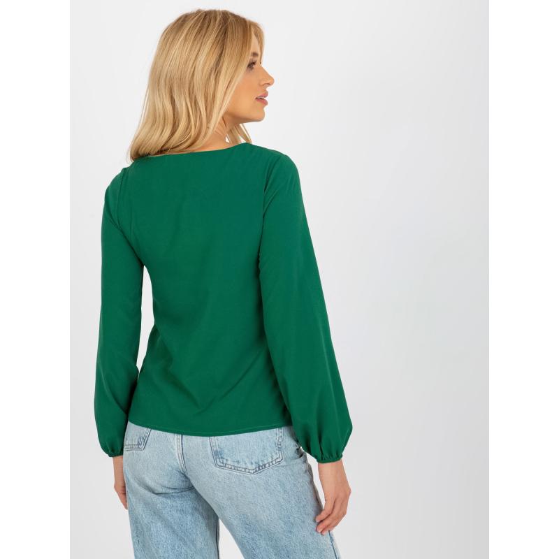 Dámská halenka s perlami a síťovinou KAYLEN tmavě zelená