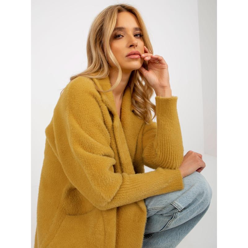 Dámský kabát z alpaky s kapsami MAGGIE hořčicový  