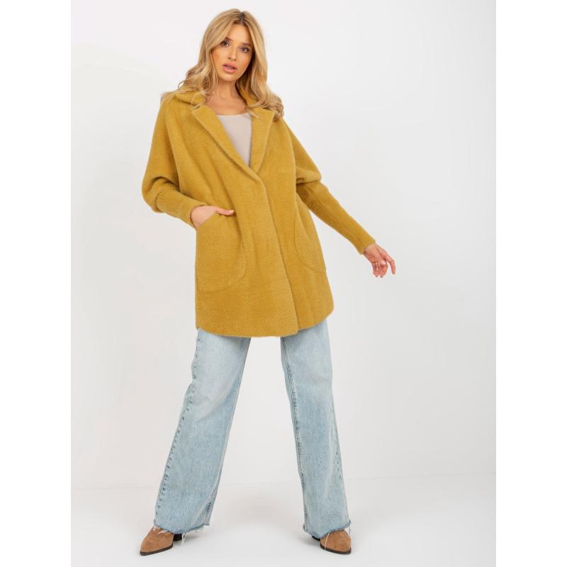 Dámský kabát z alpaky s kapsami MAGGIE hořčicový  